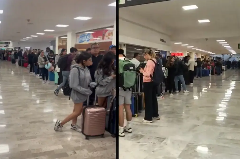 Largas filas en aeropuerto de la CDMX por fallo de Microsoft 