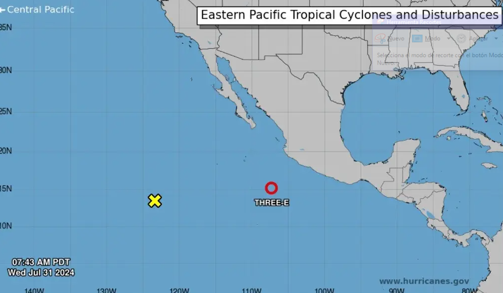 Se forma la Depresión Tropical Tres-E; 'podría convertirse en huracán categoría 1'