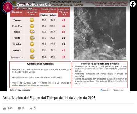 Municipio de Veracruz roza sensación térmica de 50 grados Celsius