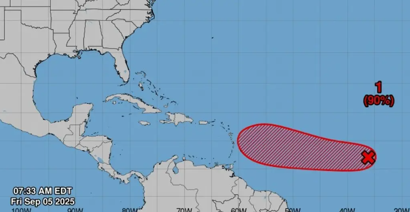 Amplia área de baja presión, con probabilidad de 90% de ser ciclón: NOAA