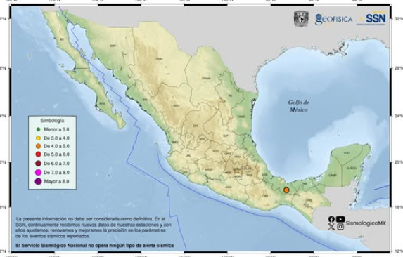  Reportan sismo en Veracruz este viernes