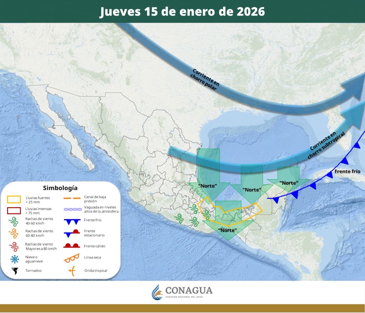 Frente Frío 28: Alerta por norte, lluvias intensas y bajas temperaturas en regiones de Veracruz