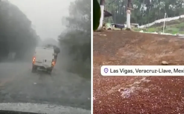 Reportan fuerte granizada con lluvia en Las Vigas este martes