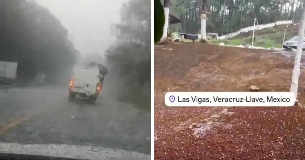 Reportan fuerte granizada con lluvia en Las Vigas este martes