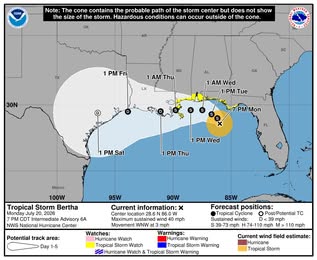 Se forma tormenta tropical 'Bertha' en el Golfo de México