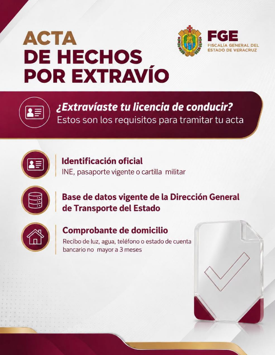 FGE de Veracruz abre sitio para reportar tu licencia perdida o robada