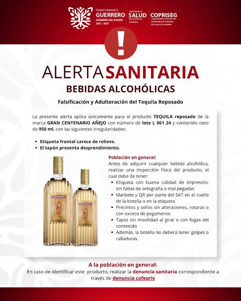 Cofepris alerta por falsificación y adulteración de este tequila