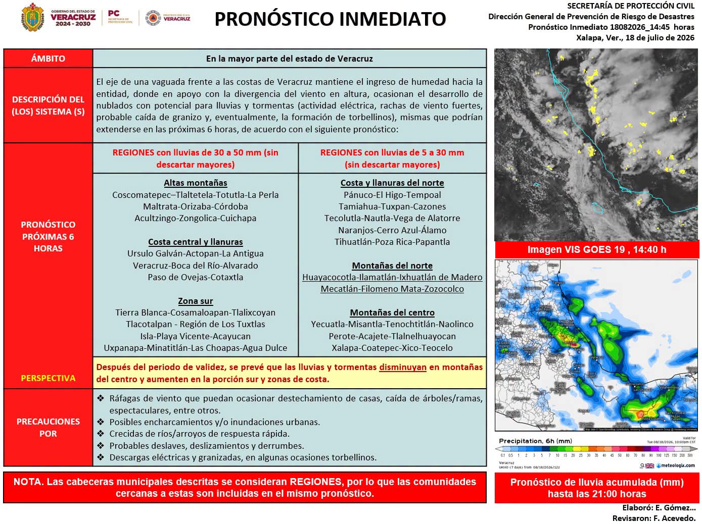 Se prevén lluvias y tormentas eléctricas en Veracruz
