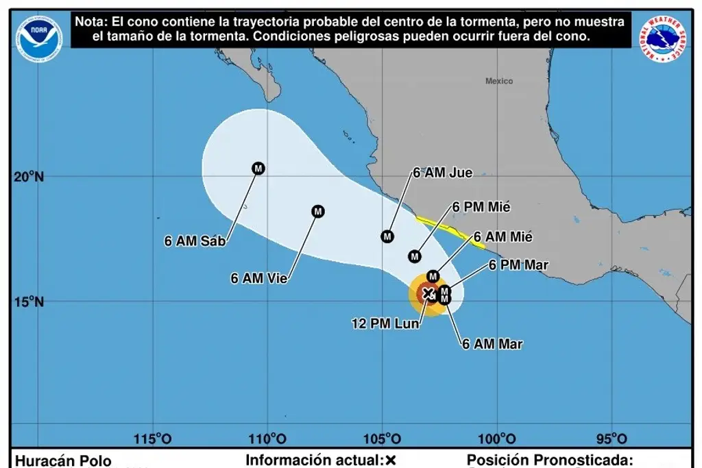 Huracán 'Polo' ya es categoría 2, informa la Conagua