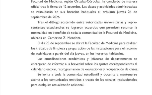 UV levanta paro en Facultad de Medicina de Orizaba-Córdoba